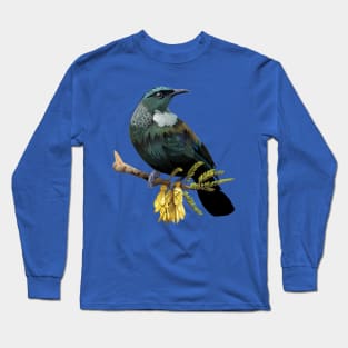 Tui In A Kōwhai Tree Long Sleeve T-Shirt